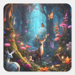 The Enchanted Forest a Mystical Oasis Square Sticker