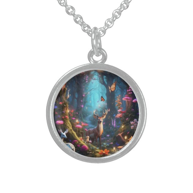 The Enchanted Forest a Mystical Oasis Sterling Silver Necklace (Front)