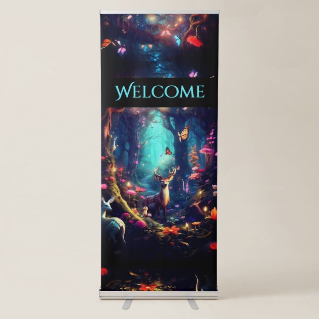 The Enchanted Forest a Mystical Oasis Welcome Retractable Banner (Front)