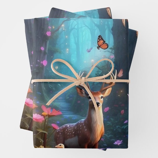 The Enchanted Forest a Mystical Oasis Wrapping Paper Sheets (In situ)