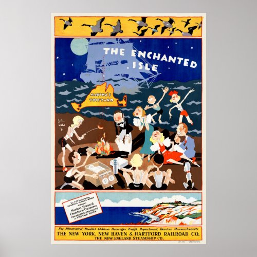 The Enchanted Isle USA Vintage Travel Poster