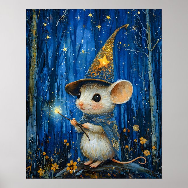 The Enchanted Magician Mouse Fantasy Art Poster (Front)