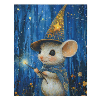 The Enchanted Magician Mouse Fantasy Faux Canvas Print