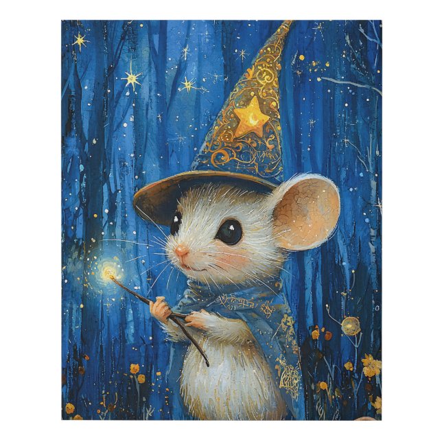 The Enchanted Magician Mouse Fantasy Faux Canvas Print (Front)