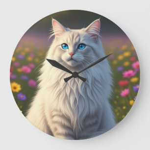 The enchanted meadow cat wall clock