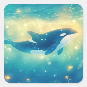 The Enchanted Swim Orca Adventure Square Sticker