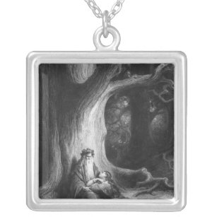 The Enchanter Merlin and the Fairy Vivien Silver Plated Necklace