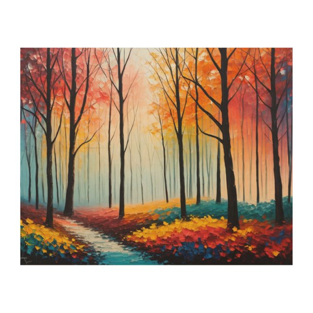 The Enchanting Autumn Forest Wood Wall Art (Front)