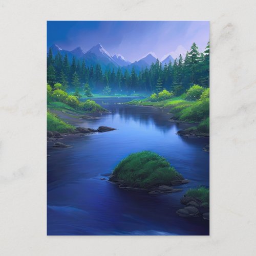 The Enchanting Flow of the River in the Green Vall Postcard