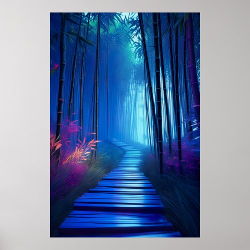 The Enchanting Moonlit Path in Bamboo Poster
