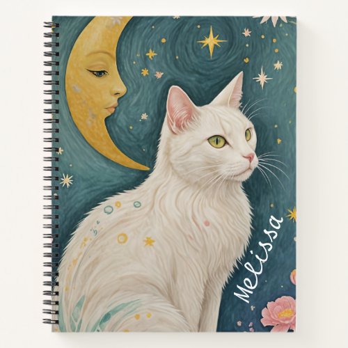 The Enchanting White Cat with Green Eyes Notebook