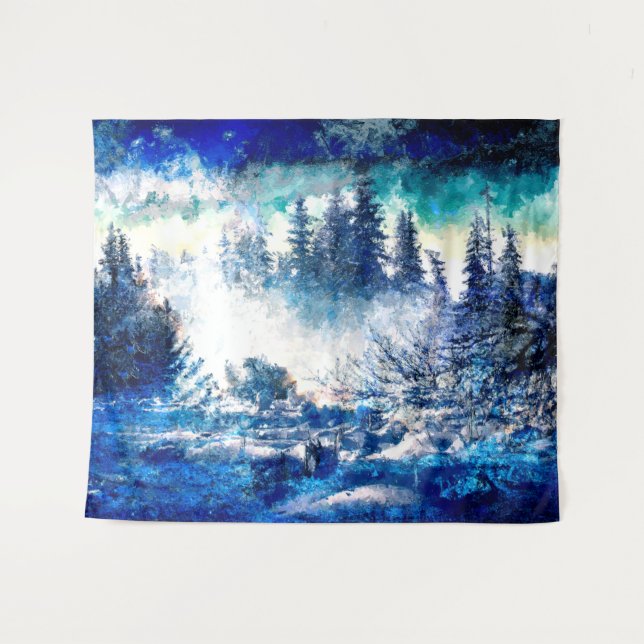 The Enchanting Winter Woods Tapestry (Front (Horizontal))