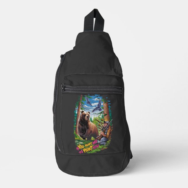 The Encounter bear hunting humorous Sling Bag (Front)