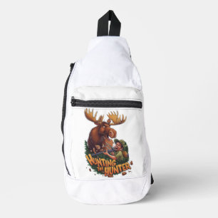 The Encounter moose hunting humorous Sling Bag