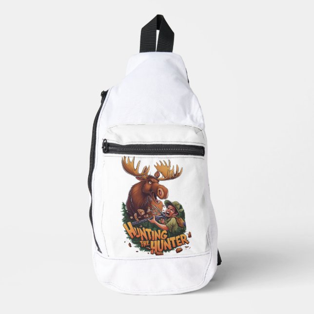 The Encounter moose hunting humorous Sling Bag (Front)