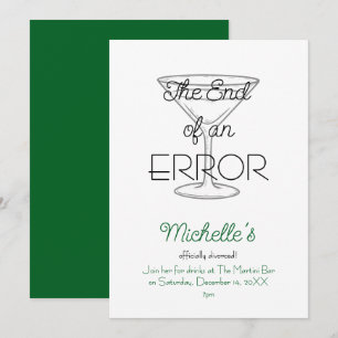 The End of an Error Martini Divorce Party Invitation