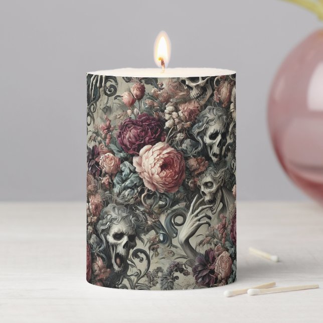 The End of Slumber – Gothic Ritual in Tapestry Pillar Candle (In Situ)