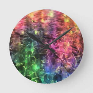 The End Of The Rainbow Bizarre Abstract Art Round Clock