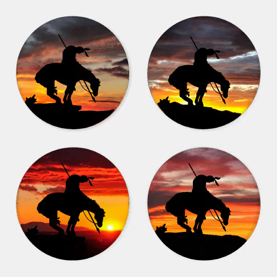 The End Of The Trail Silhouette Coaster Set Zazzle Com