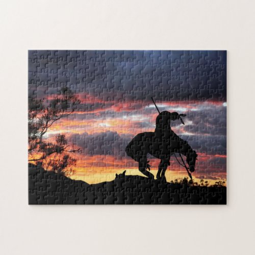 The End of the Trail Silhouette Jigsaw Puzzle