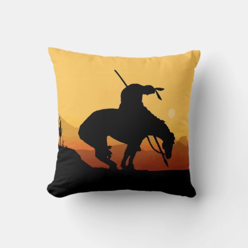 The End of the Trail Silhouette Throw Pillow
