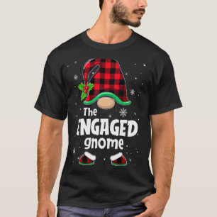 The Engaged Gnome Buffalo Plaid Christmas Matching T-Shirt