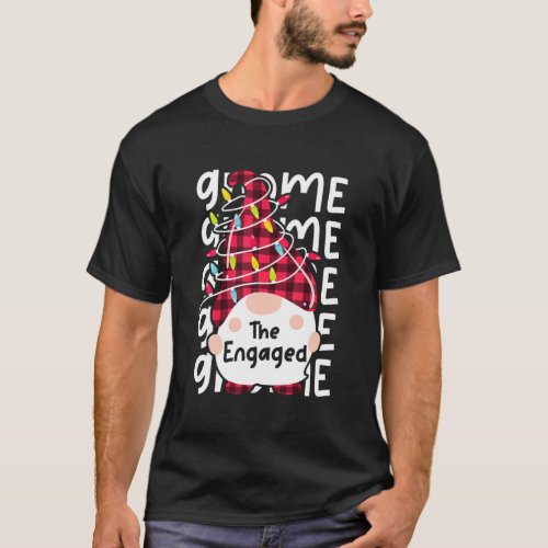 The Engaged Gnome Matching Family Christmas Lights T_Shirt