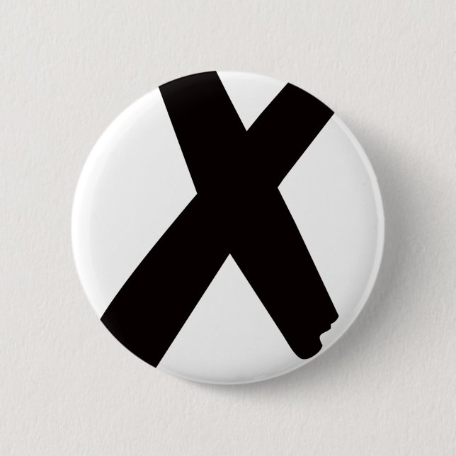 The English American Letter "X" Pinback Button (Front)