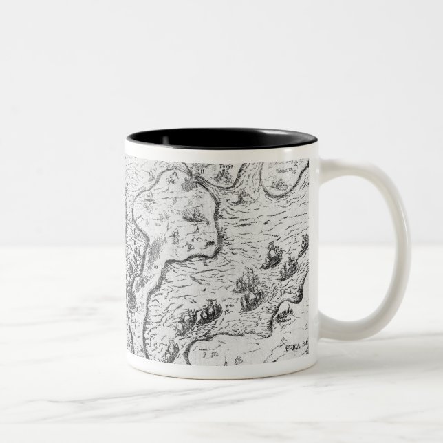 The English and Dutch Force facing Spanish Fleet Two-Tone Coffee Mug (Right)