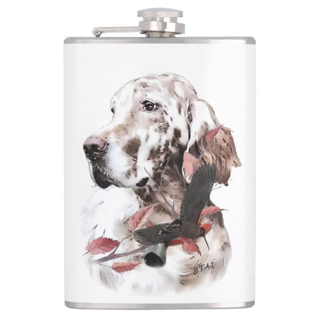 The English Setter,  Passion Hunting Flask (Front)