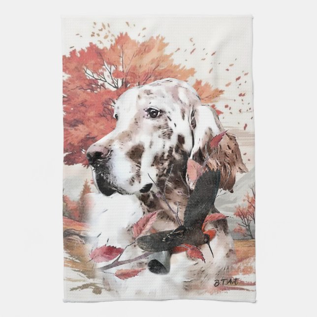 The English Setter,  Passion Hunting Kitchen Towel (Vertical)