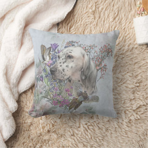 The English Setter Portrait , art Throw Pillow