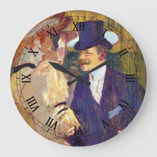 The Englishman by Toulouse Lautrec Vintage Art Large Clock