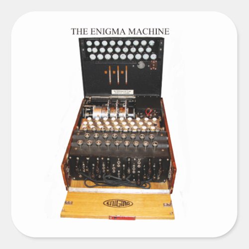 The enigma machine vintage military messaging square sticker