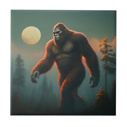 The Enigma of the Forest Bigfoot Ceramic Tile