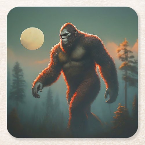 The Enigma of the Forest Bigfoot Square Paper Coaster