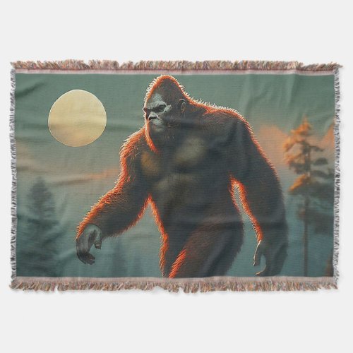 The Enigma of the Forest Bigfoot Throw Blanket