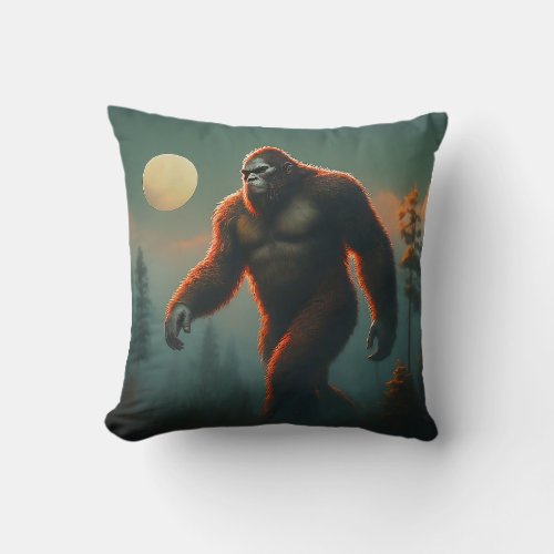 The Enigma of the Forest Bigfoot Throw Pillow