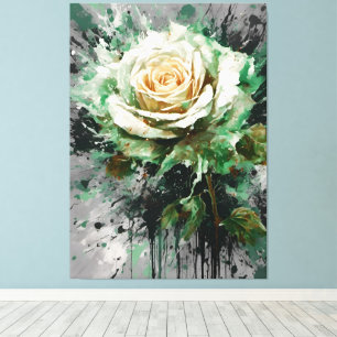The Enigmatic White and Green Rose Canvas Print