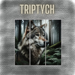 The Enigmatic Wolf of the Forest Triptych