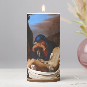 The Entombment by Guercino Religious Art Pillar Candle