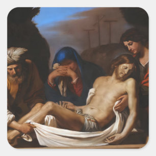 The Entombment by Guercino Religious Art Square Sticker