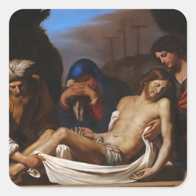 The Entombment by Guercino Religious Art Square Sticker (Front)