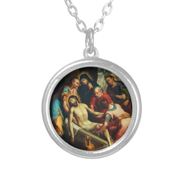 The Entombment of Christ Juan Rodríguez Juarez Silver Plated Necklace (Front)
