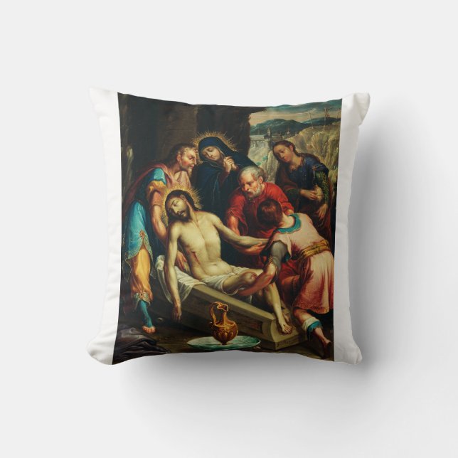 The Entombment of Christ Juan Rodríguez Juarez Throw Pillow (Front)