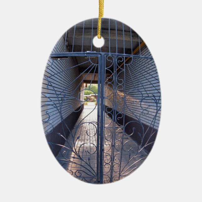 The entrance to the apartment building ceramic ornament (Front)