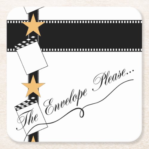 The Envelope Please Oscar Party Square Paper Coaster