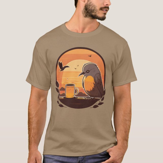 The eraly bird needs a lot of coffee family T-Shirt (Front)