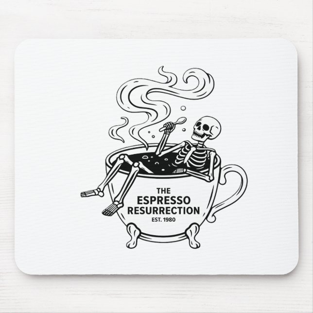 The Espresso Resurrection Funny Skeleton Coffee Mouse Pad (Front)