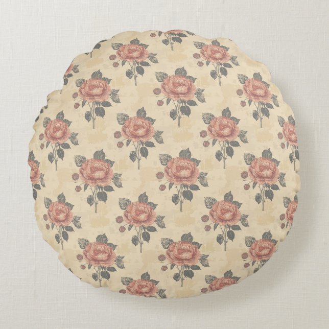 The essence of blooming grace pattern round pillow (Front)